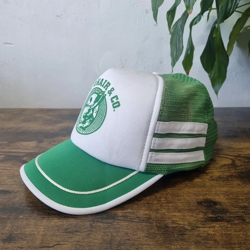 Vintage American Trucker Hat Snapback cap one size adjustable green white P.E. O'Hair & Co