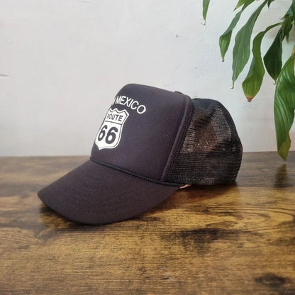 Vintage American Trucker Hat Snapback cap one size adjustable black route 66 new mexico