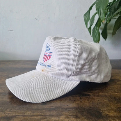 Vintage American Trucker Hat Snapback cap one size adjustable white mail boat