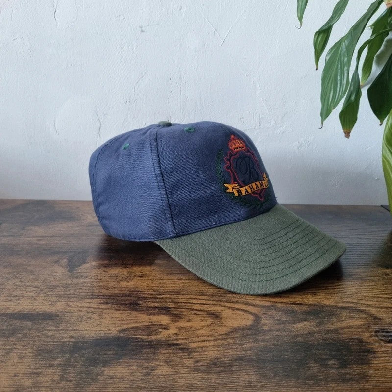 Vintage American Baseball Hat Snapback cap one size adjustable green navy Bahamas