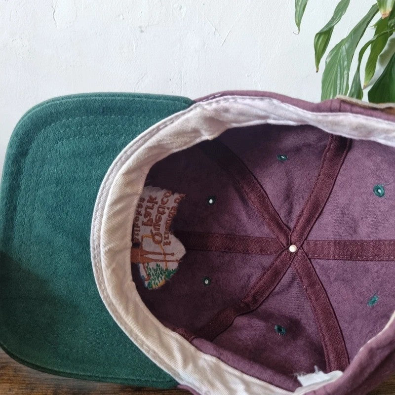Vintage American Baseball Hat Snapback cap one size adjustable burgundy green quetico park