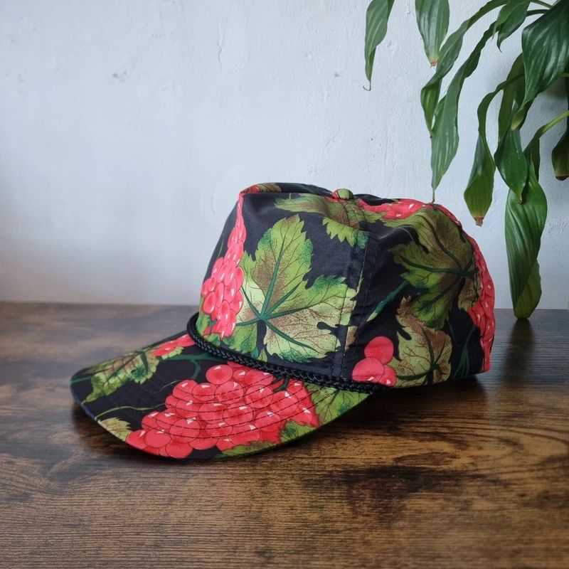 Vintage American Trucker Hat Snapback cap one size adjustable red green black grapes