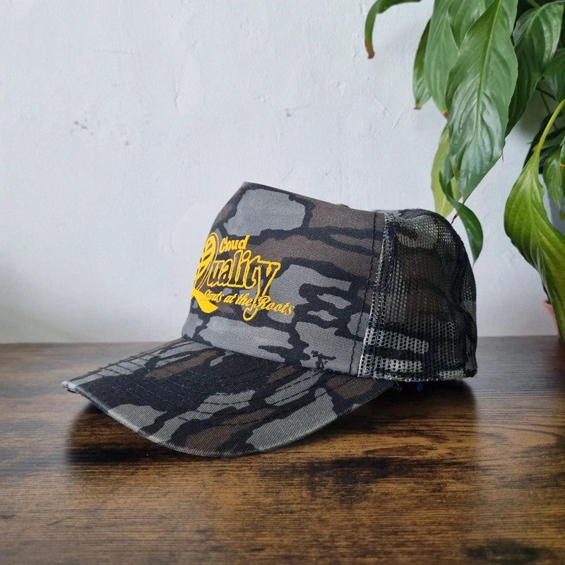 Vintage American Trucker Hat Snapback cap one size adjustable grey brown cloud Quality
