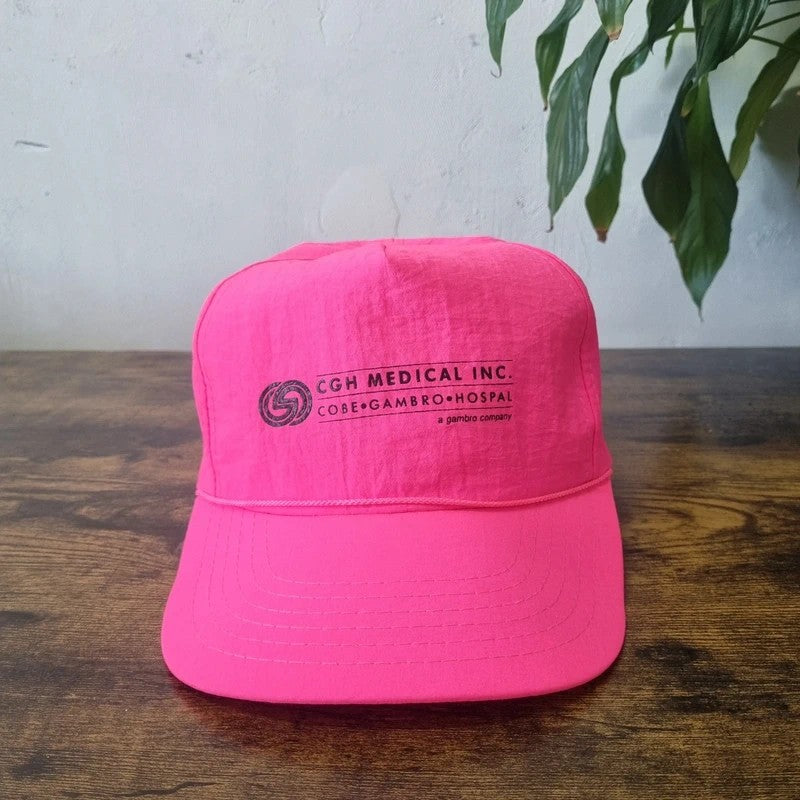 Vintage American Trucker Hat Snapback cap one size adjustable neon pink medical
