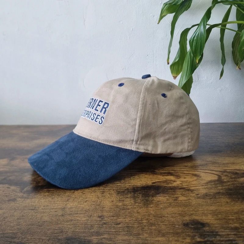 Vintage American Baseball Hat Snapback cap one size adjustable beige navy warner enterprise
