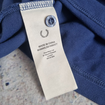 Fred Perry POLO SHIRT WHITE GREEN DETAILING - Blue - Size M