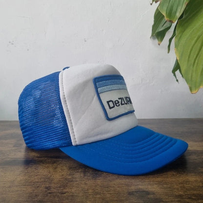 Vintage American Trucker Hat Snapback cap one size adjustable blue white De Zurik