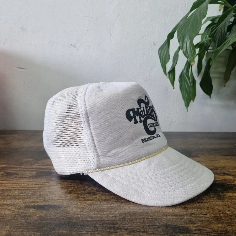 Vintage American Trucker Hat Snapback cap one size adjustable white Mel Tillis Theater