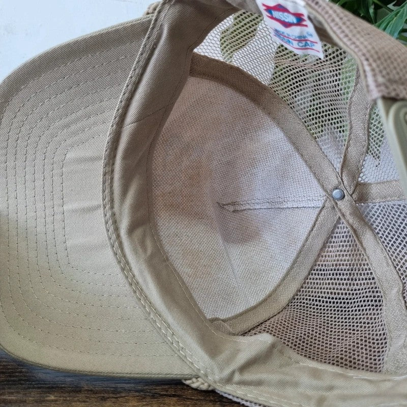Vintage American Trucker Hat Snapback cap one size adjustable beige anderson sales & service