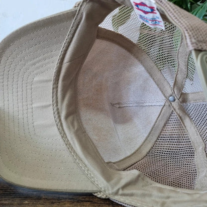 Vintage American Trucker Hat Snapback cap one size adjustable beige anderson sales & service