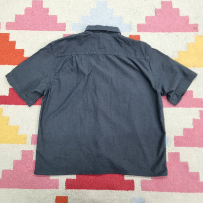 Carhartt Boxy Fit Cropped Shirt Short Sleeve Medium plain Black Button Up Skater Y2K Surf