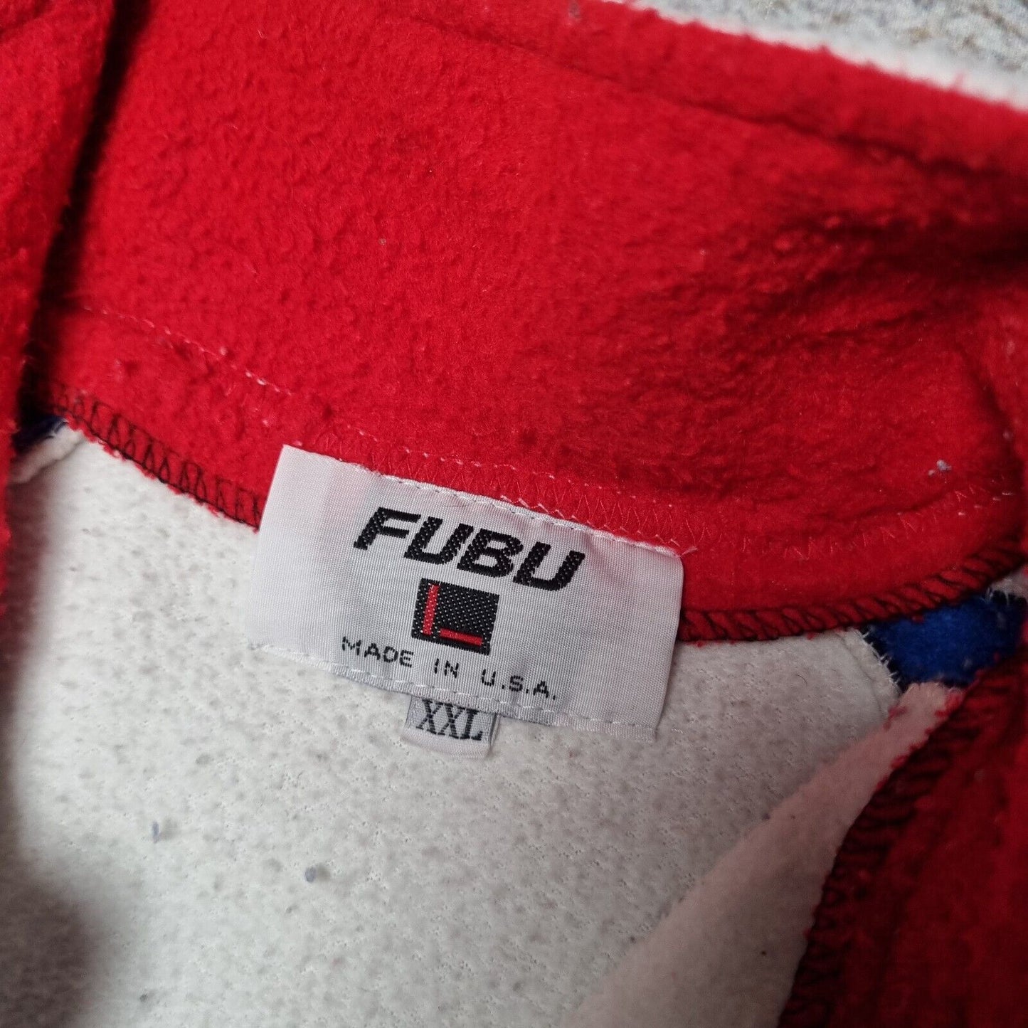 FUBU Quarter Zip Fleece Top  1/4 Zip 90s Vintage White Size XXL