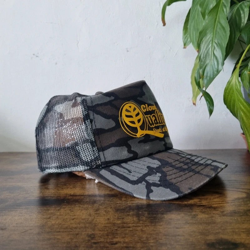 Vintage American Trucker Hat Snapback cap one size adjustable grey brown cloud Quality