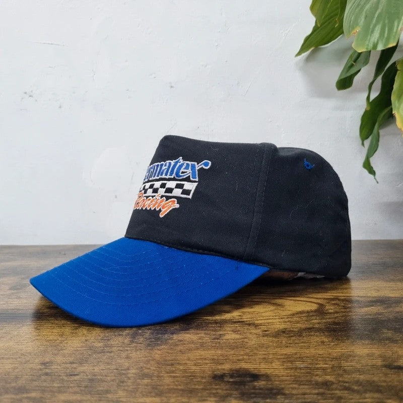 Vintage American Baseball Hat Snapback cap one size adjustable black blue permatex racing