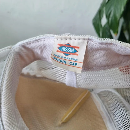 Vintage American Trucker Hat Snapback cap one size adjustable white winroc construction