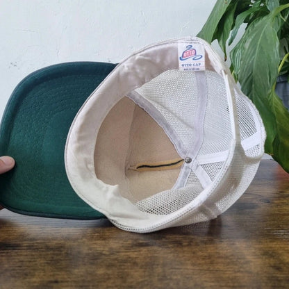 Vintage American Trucker Hat Snapback cap one size adjustable green white Pinebrook