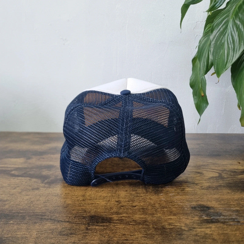 Vintage American Trucker Hat Snapback cap one size adjustable navy white allied mineral