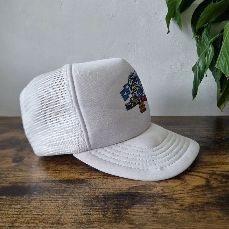 Vintage American Trucker Hat Snapback cap one size adjustable white super Chevy sunday cars