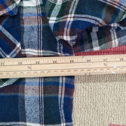 Roper Boxy Fit Cropped Over Shirt heavy weight sherpa lined long Sleeve Large check multi Button up