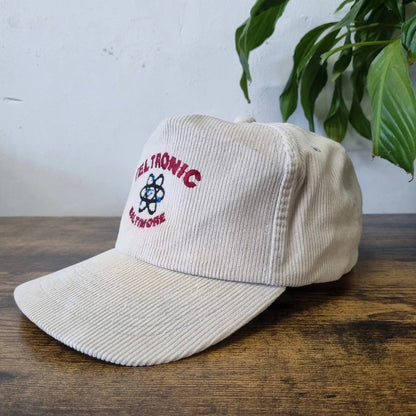 Vintage American Trucker Hat Snapback cap one size adjustable cream tectonic atom