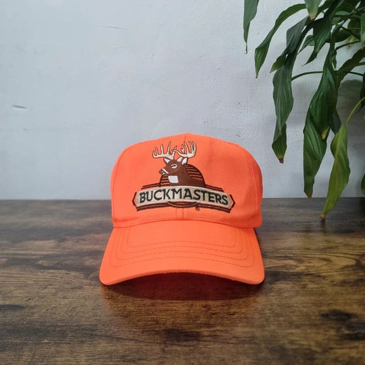 Vintage American baseball Hat Snapback cap one size adjustable neon orange hunting buckmasters