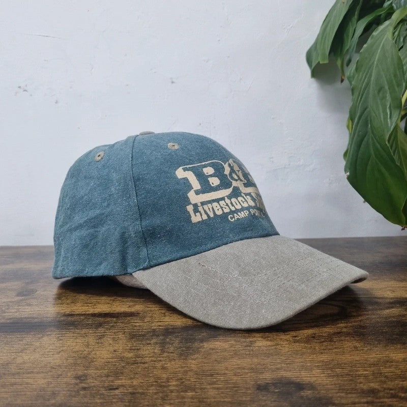 Vintage American Baseball Hat Snapback cap one size adjustable green livestock supply