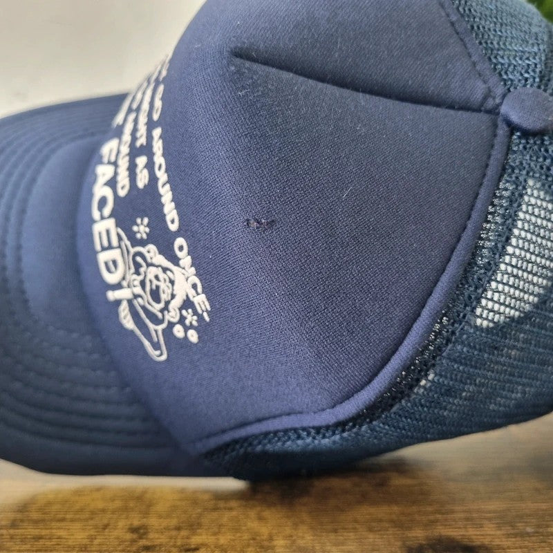 Vintage American Trucker Hat Snapback cap one size adjustable navy shi faced