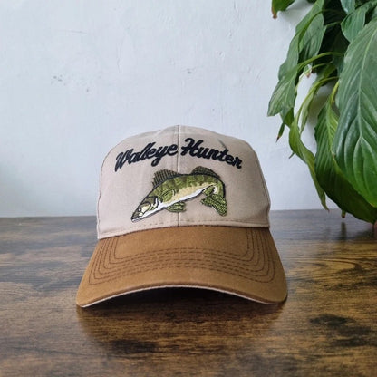 Vintage American Baseball Hat Snapback cap one size adjustable beige walley hunter fishing