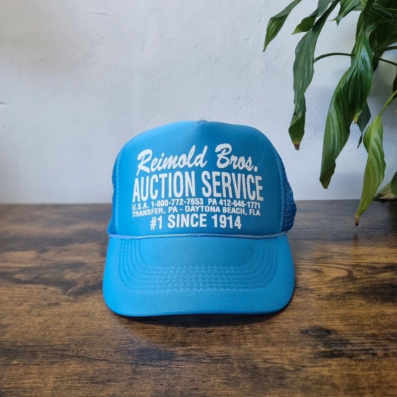 Vintage American Trucker Hat Snapback cap one size adjustable blue bros auction service
