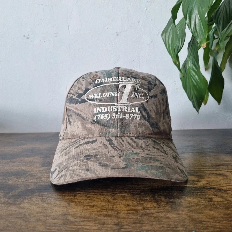Vintage American Baseball Hat Snapback cap one size timberlake welding realtree camo khaki green