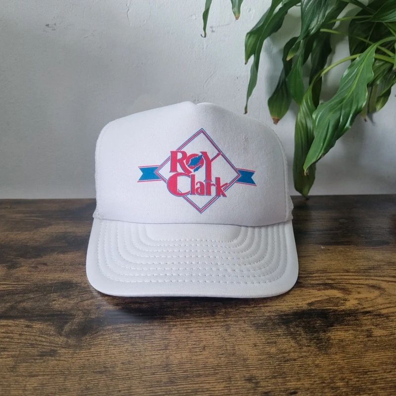 Vintage American Trucker Hat Snapback cap one size adjustable white Roy clark