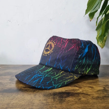 Vintage American Trucker Hat Snapback cap one size adjustable Mercedes benz car dealer black multi