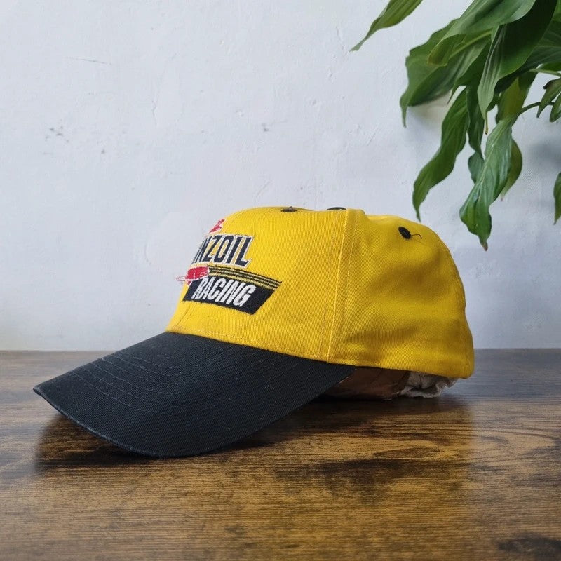 Vintage American Baseball Hat Snapback cap one size adjustable black yellow pennzoil racing