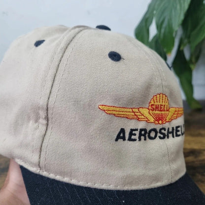 Vintage American Baseball Hat Snapback cap one size adjustable beige black shell  aeroshell plane