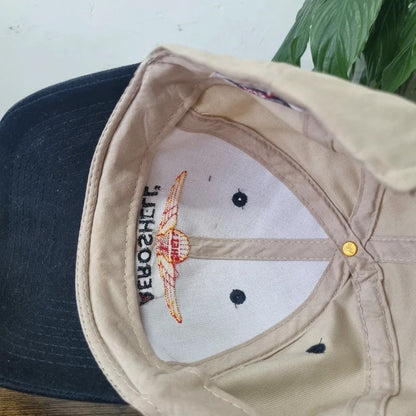 Vintage American Baseball Hat Snapback cap one size adjustable beige black shell  aeroshell plane