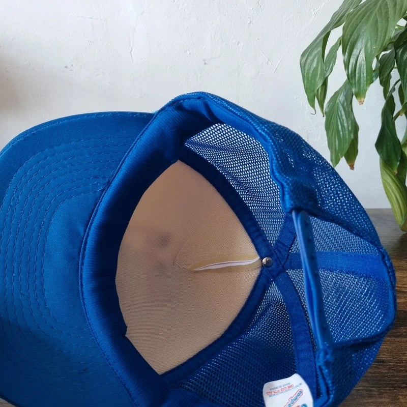 Vintage American Trucker Hat Snapback cap one size adjustable blue white whites auto supply