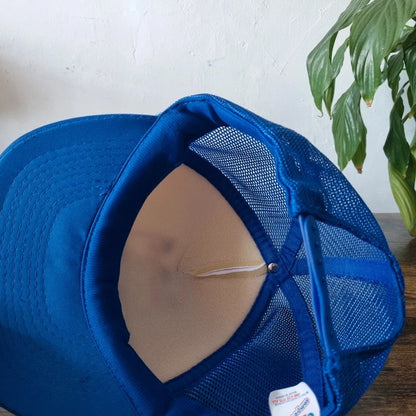 Vintage American Trucker Hat Snapback cap one size adjustable blue white whites auto supply