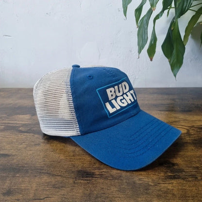 Vintage American Baseball Hat Snapback cap one size adjustable blue white Bud light