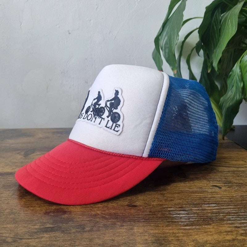 Vintage American Trucker Hat Snapback cap one size adjustable blue white friends don't lie