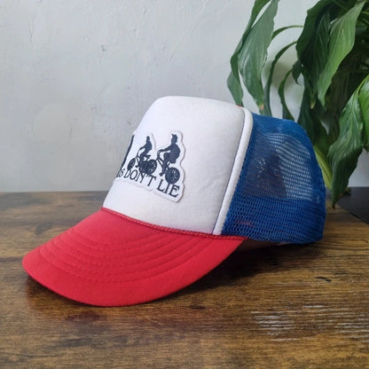 Vintage American Trucker Hat Snapback cap one size adjustable blue white friends don't lie