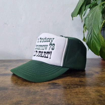 Vintage American Trucker Hat Snapback cap one size adjustable green white 72 today..