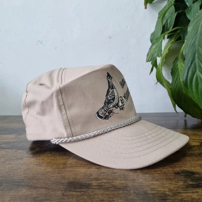 Vintage American Trucker Hat Snapback cap one size adjustable beige bird pheasant