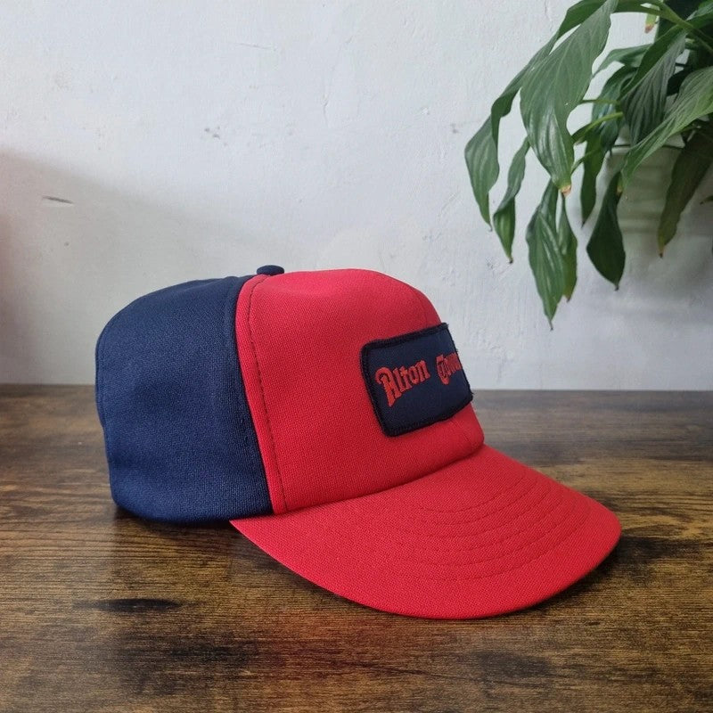 Vintage Alton Towers Trucker Hat Snapback cap one size adjustable navy red