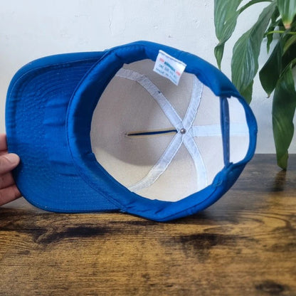 Vintage American Trucker Hat Snapback cap one size adjustable blue medley electric