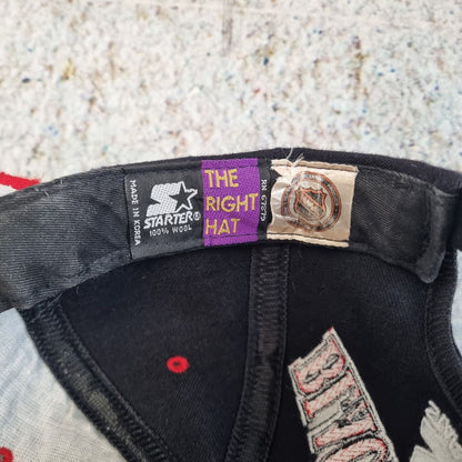 VTG CHICAGO BLACKHAWKS Starter THE RIGHT HAT Wool Snapback Hat Embroidered NHL