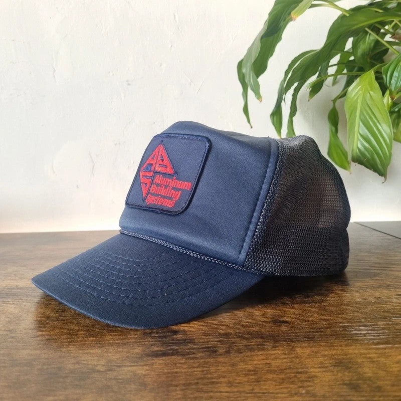 Vintage American Trucker Hat Snapback cap one size navy aluminium building system