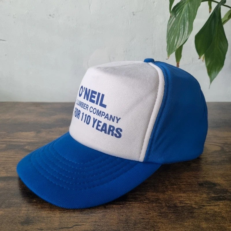 Vintage American Trucker Hat Snapback cap one size adjustable O'Neil lumber company blue white