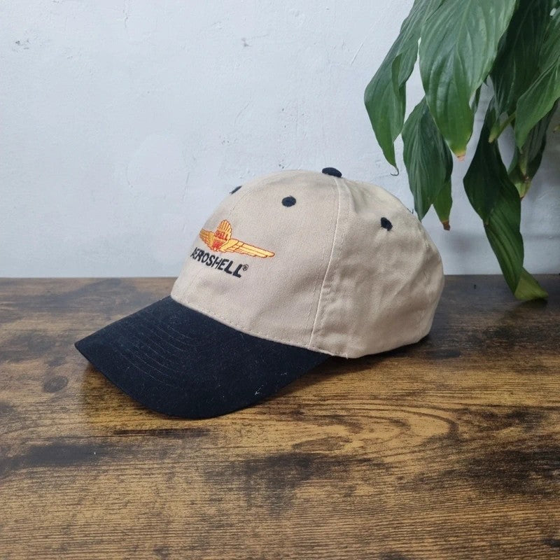 Vintage American Baseball Hat Snapback cap one size adjustable beige black shell  aeroshell plane