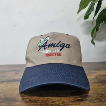 Vintage American Baseball Hat Snapback cap one size adjustable beige navy amigo truck