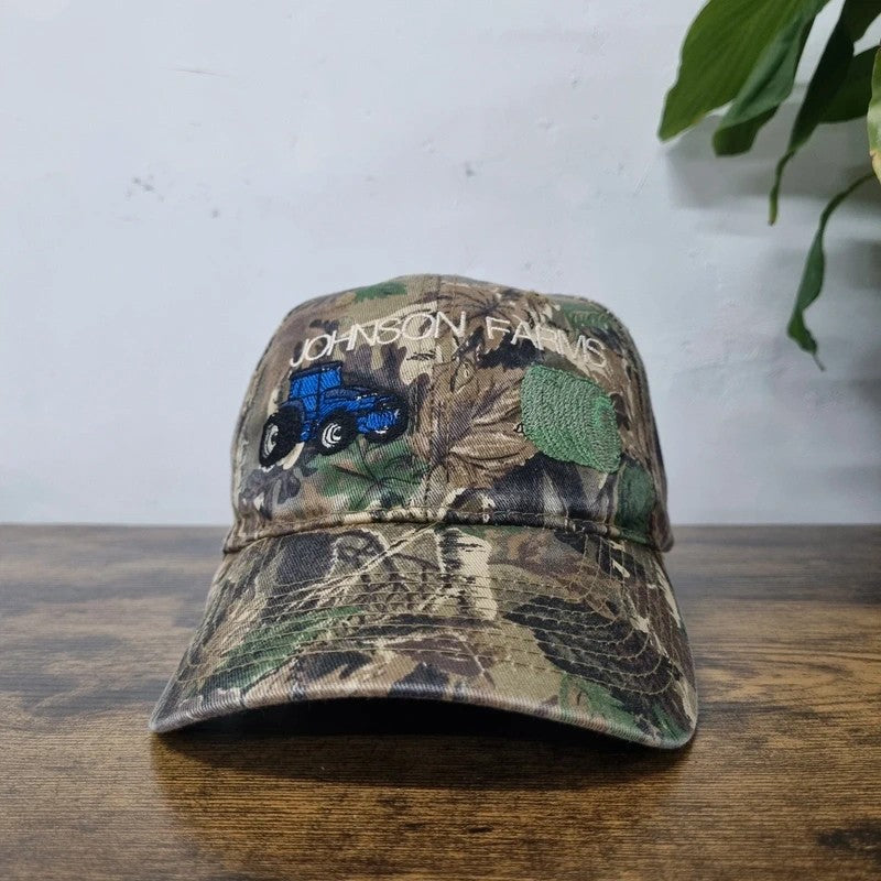 Vintage American Baseball Hat Snapback cap one size adjustable realtree camo Johnson farm